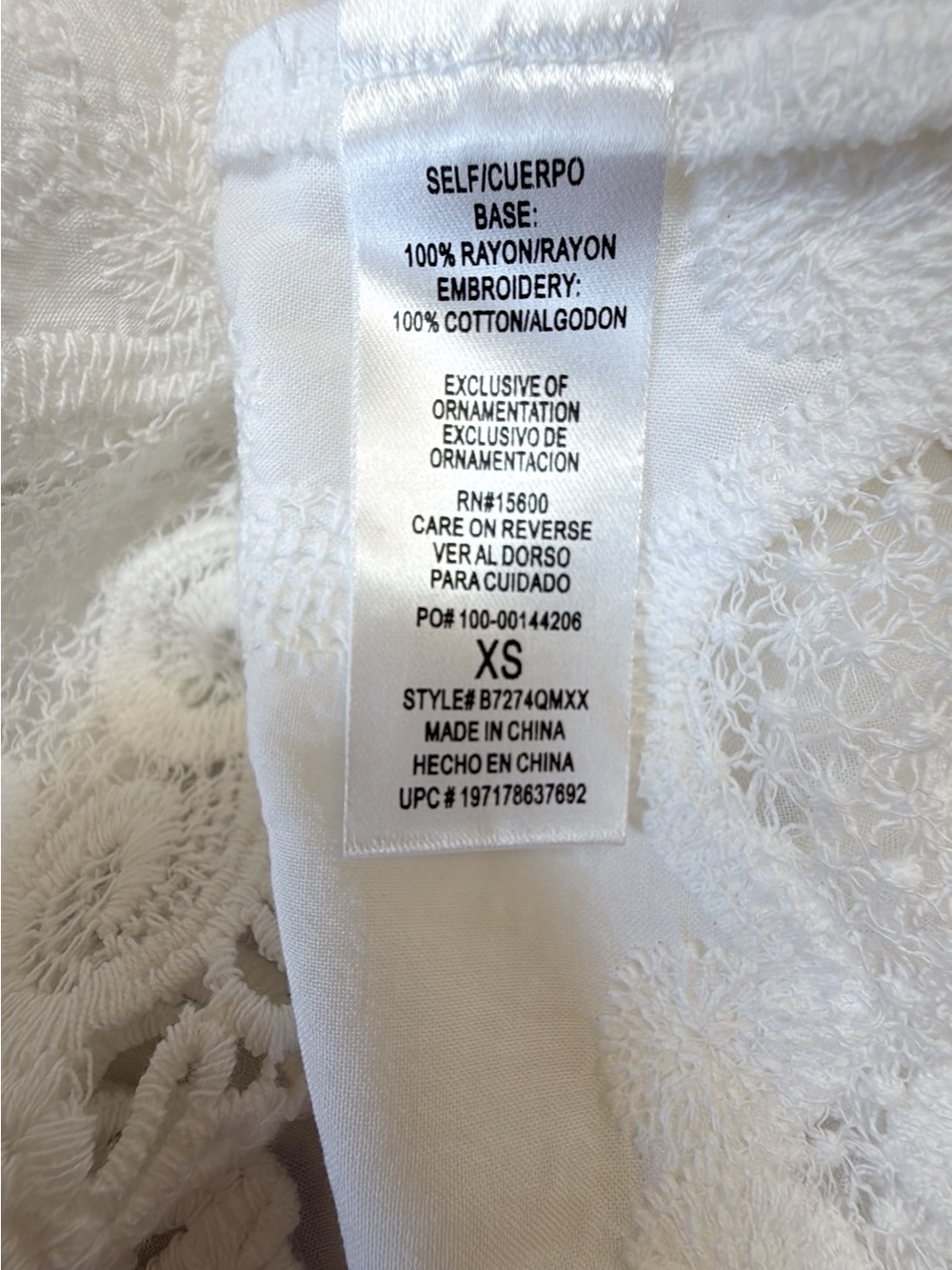 Democracy White Lace-Trim Embroidered Peasant Blouse - Picture 7 of 7